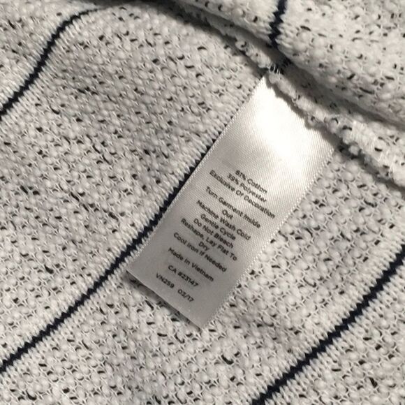 T by Talbots women's size SP small petite white black cotton blend top fringe - Picture 5 of 16